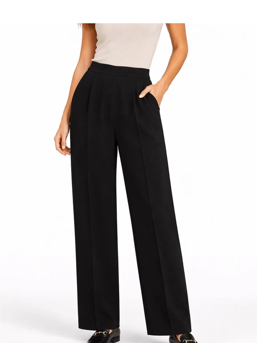 Luxury St. John Women Black Wide-Leg Knit Pants NEVER WORN